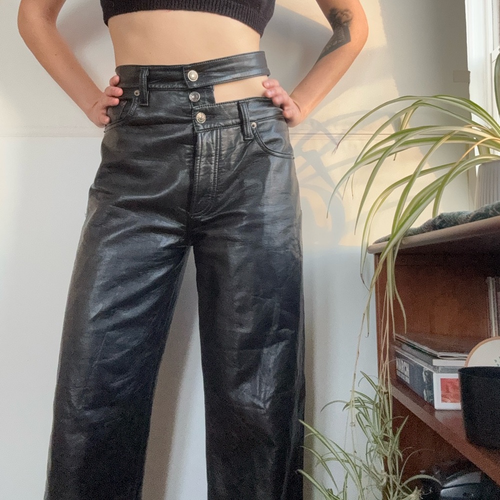 Agolde broken waistband leather pants